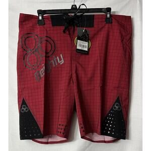 NWT 8eighty Hurricane Mens‎ P-D880 Red Board Shorts Swimming Trunks Size 33
